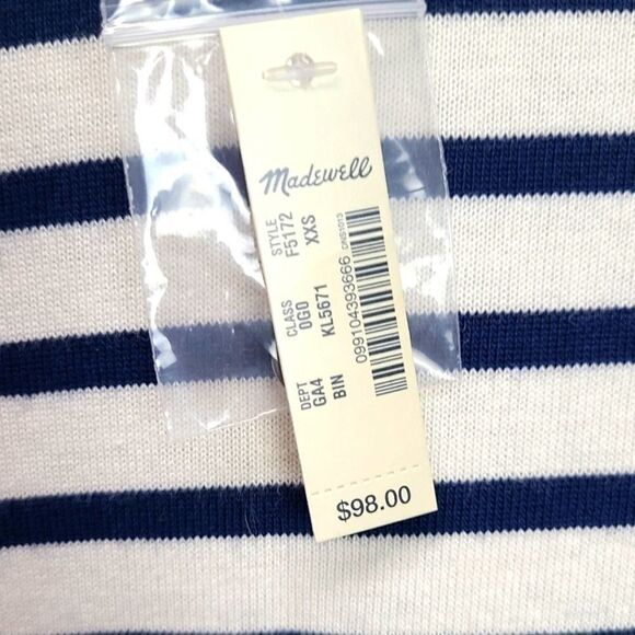 Madewell‎ Striped Midi 3/4 Sleeve Dress XXS - Picture 7 of 8
